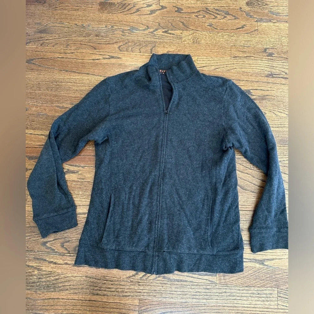 Velvetmen Graham Spenser Gray Zipper sweater long sleeve knit XL U0755